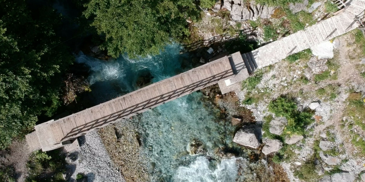 Footbridge Across An Albanian River Bankwatch