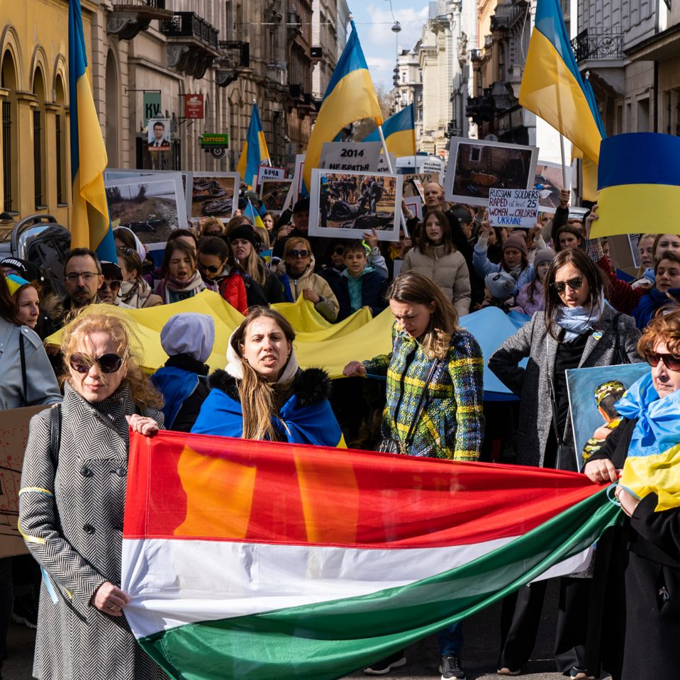 У Будапешті більше трьохсот демонстрантів утворили живий ланцюг за Україну – ФОТО
